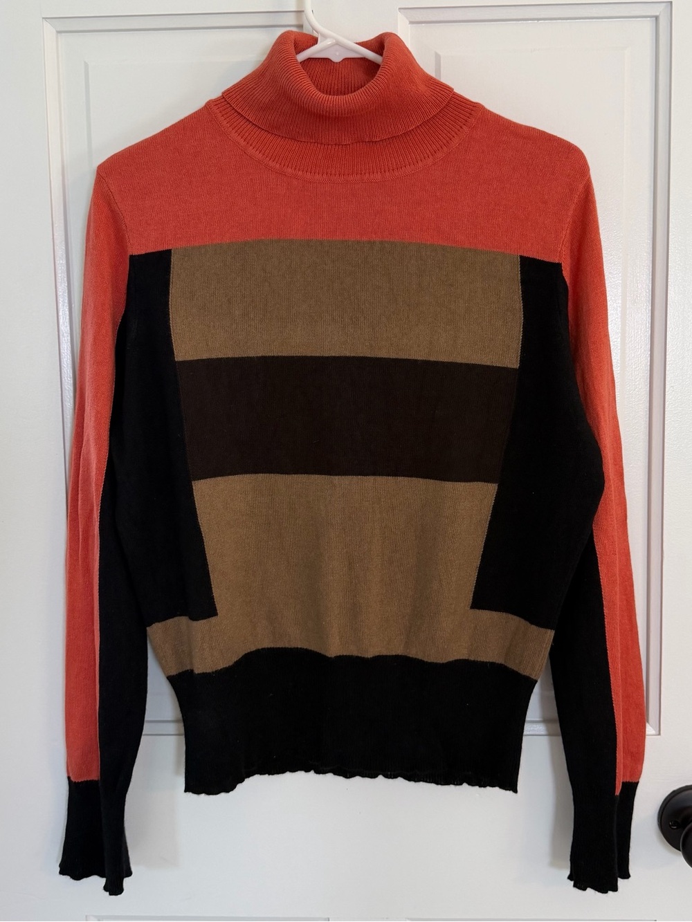 Vintage Carlisle Silk Cashmere Colorblock Turtleneck Sweater Large